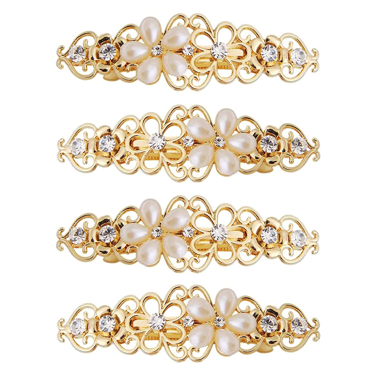 4Pcs Hair Barrettes for Women Vintage Rhinestone Barrettes for Thick Hair