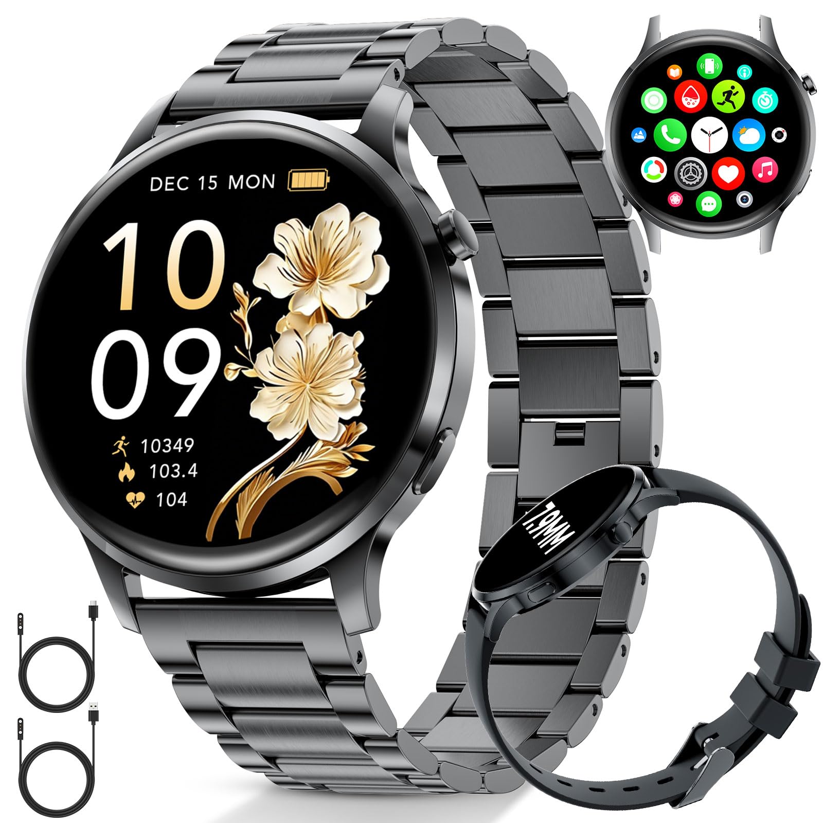 SUNKTA Smartwatch Damen mit Telefonfunktion 7,9mm Dünn 1.32