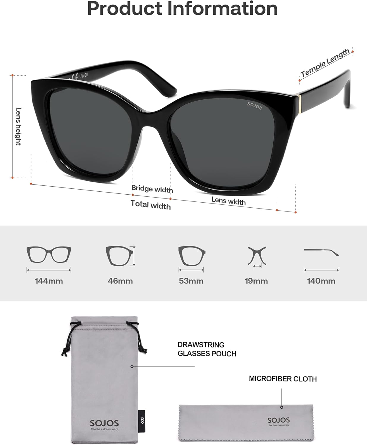 SOJOS Vintage Oversized Cateye Sunglasses Womens UV400 Large Designer Shades Lentes De Sol Para Mujer SJ2634 - Image 6