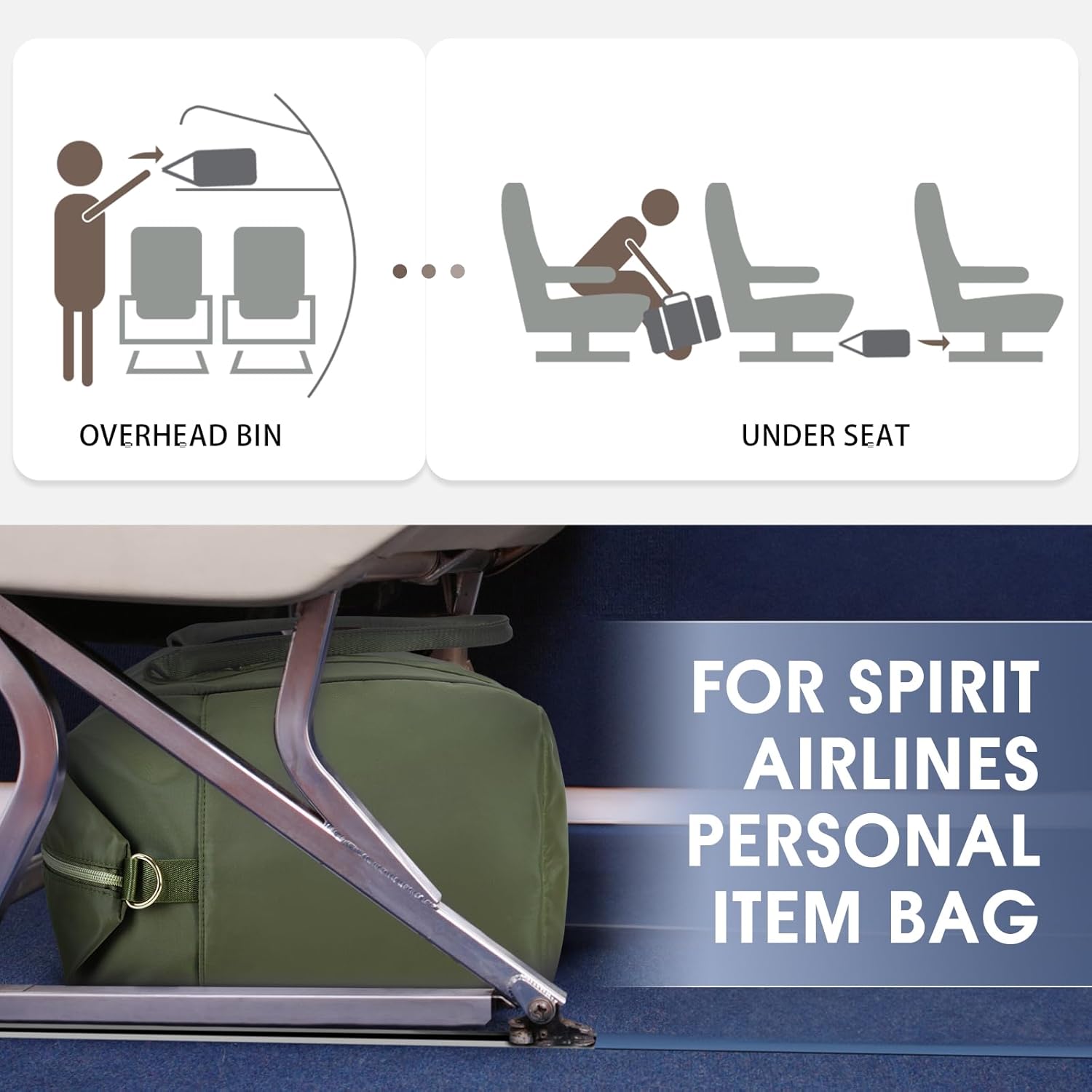 WANDF For Spirit Airlines Personal Item Bag 18x14x8 Underseat with Wet Pocket & Shoe Compartment & Tsa Approved Toiletry Bag