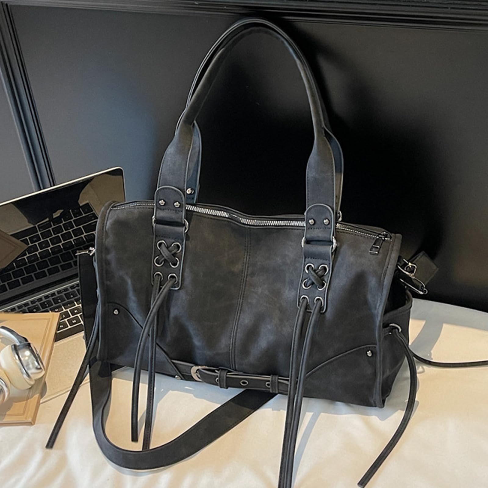 Borsa a tracolla da donna in pelle PU con tasche multiple e tracolla regolabile, borsa a tracolla da viaggio