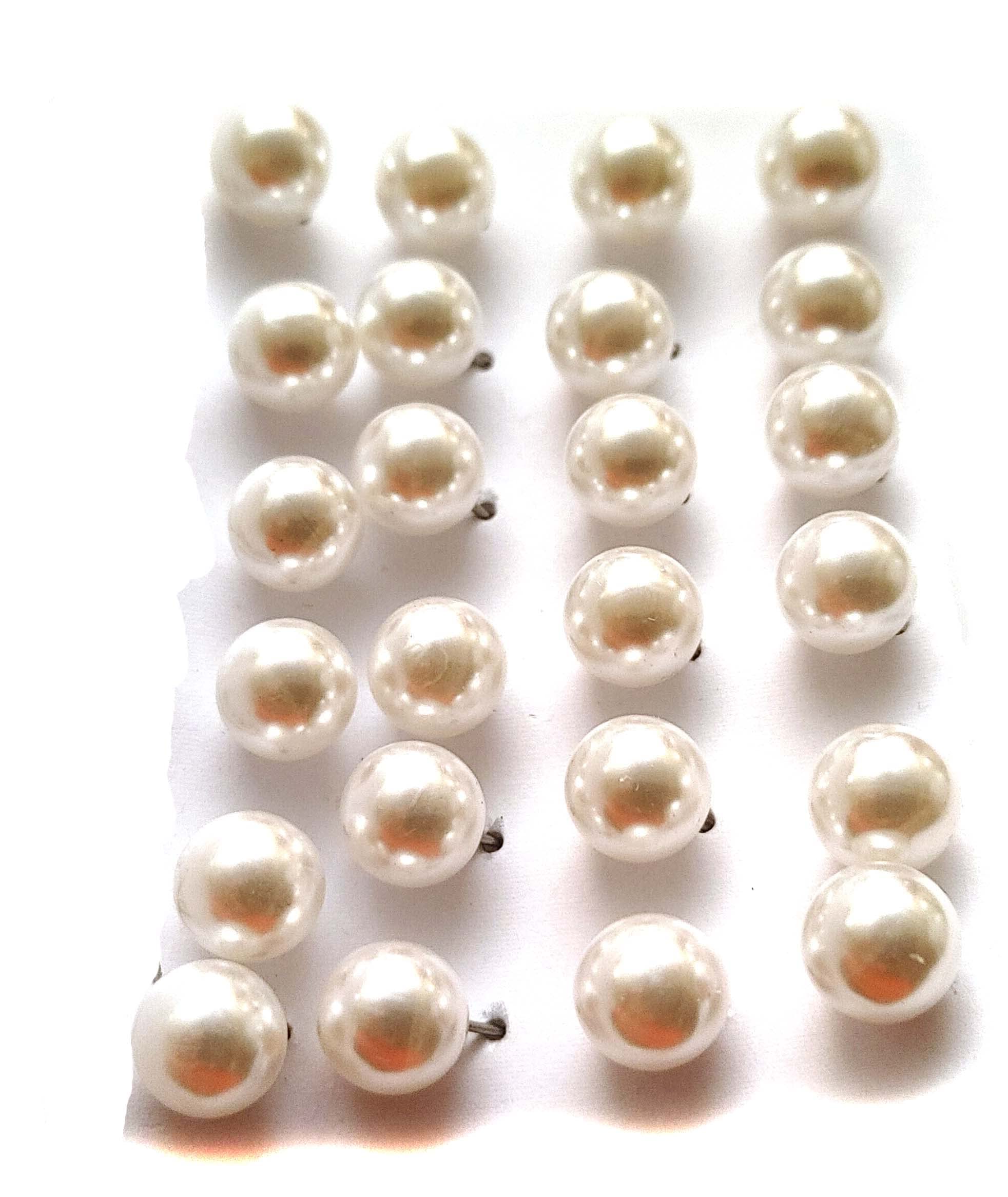 Faux Pearl Ball Earrings 12 Pairs White Pearl Color 10mm