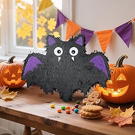 Birchio Bat Pinatas Bundle with a Blindfold and Bat (16.5 x12.6x4 Inches), Perfect for kid\'s Birthday Parties Decoration, Animal Theme Party