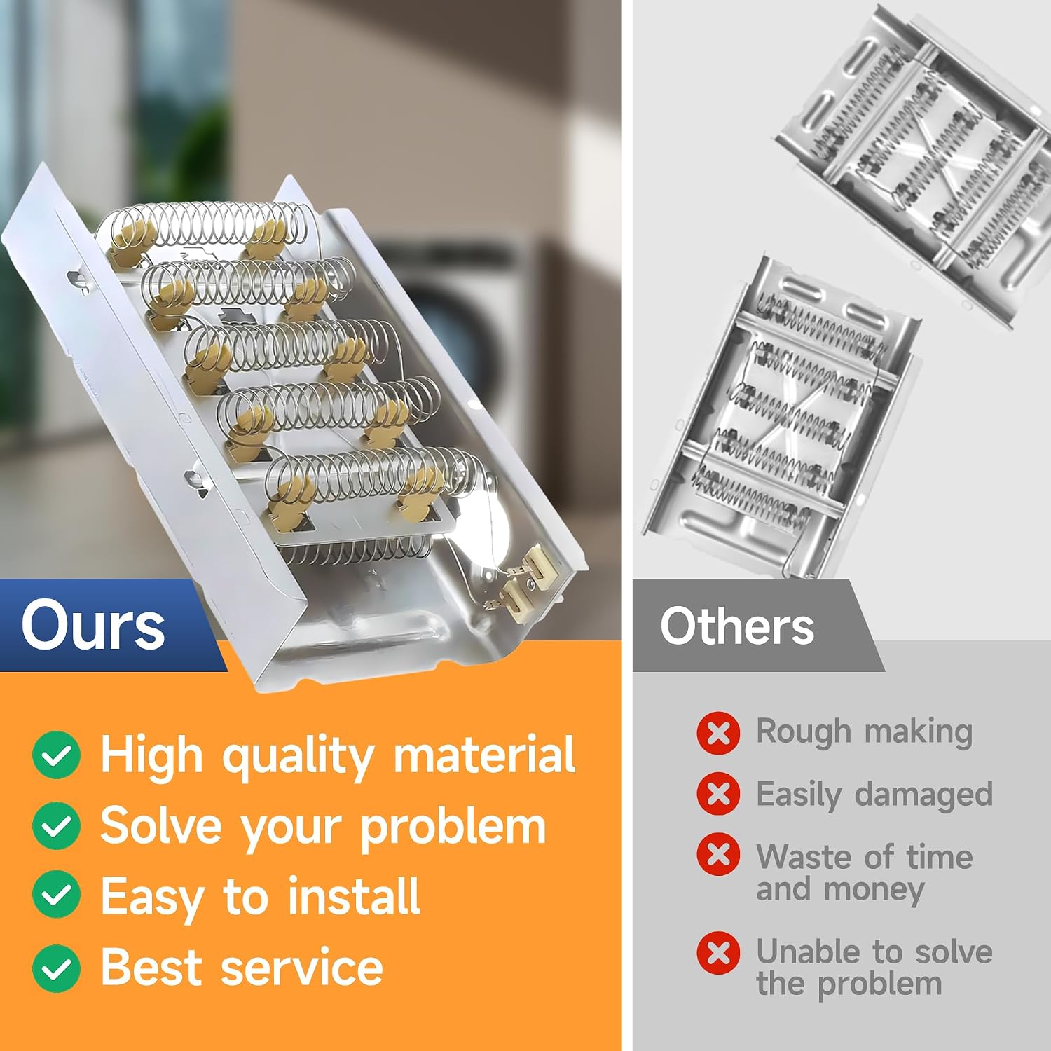 W11375548 Dryer Heating Element Assembly Compatible with Kenmore Roper Whirlpool Replaces 3398065 3398069 3403588 W10724238 WP3398065 WP3403588 Fit for CEP2960JQ0 GCE2900XSW3 11060172002 11060172001