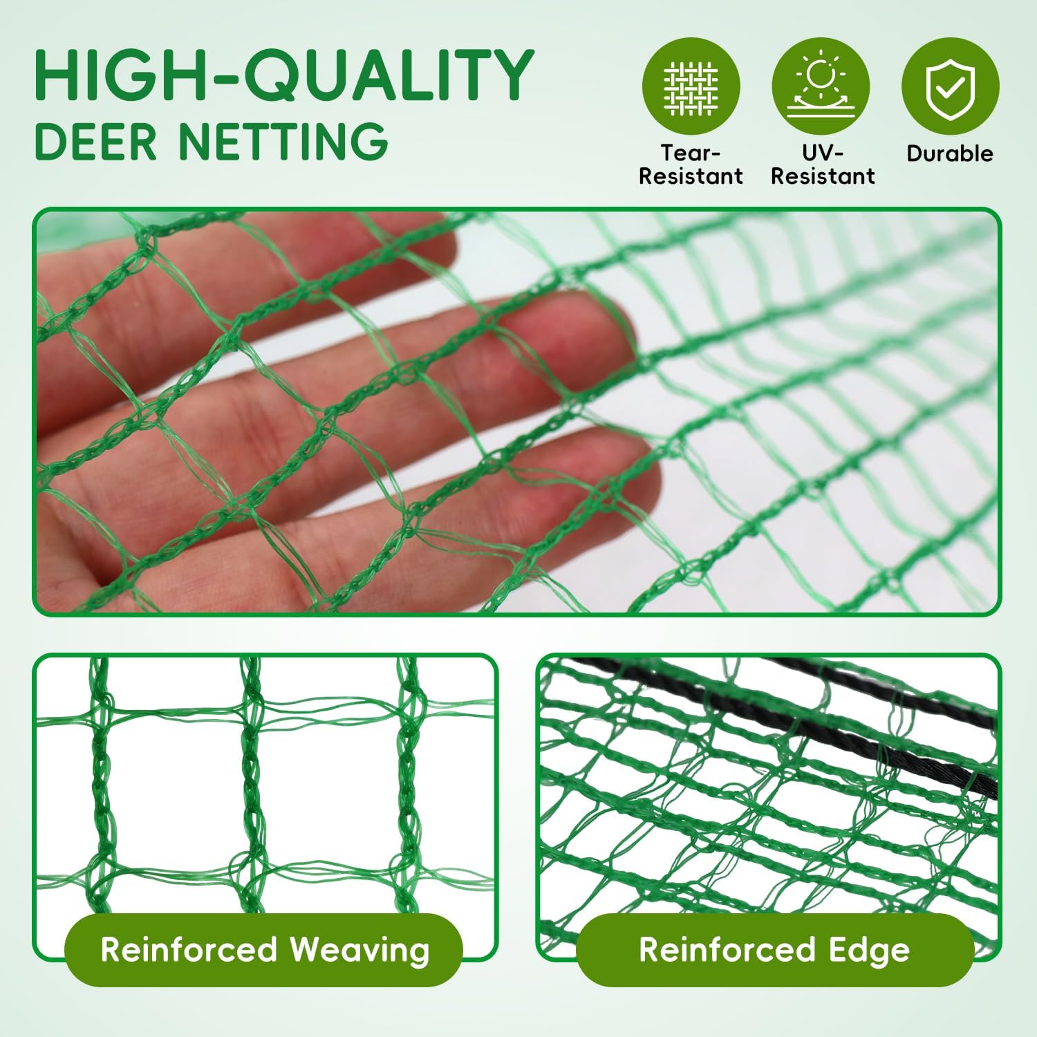 Plastic Mesh Fencing 6FT x 100FT, Garden Bird Netting & Deer Fence, Temporary Animal Barrier for Deer Pets Rabbits Chickens Wildlife, Green Protective Netting for Plants Fruit Vegetables
