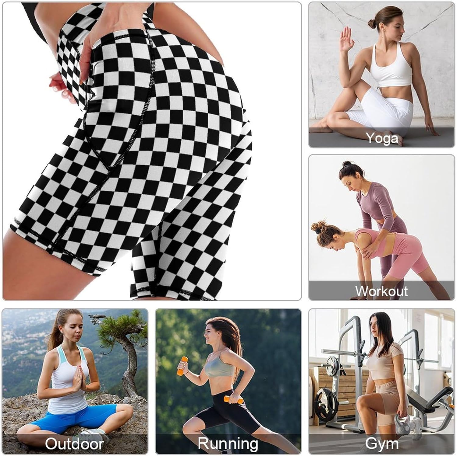 High Waist Knee Length Biker Shorts Women Tummy Control Workout Yoga Running Leggings with Pockets - Image 5