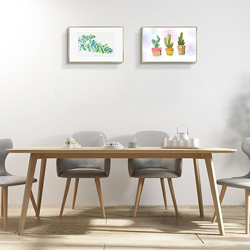 Vista 267 de Frametory - Marco de aluminio de 11 x 14 para fotos de 8 x 10 (en pulgadas), con paspartú marfil, de pared, con gancho de sierra, pestañas Bronce