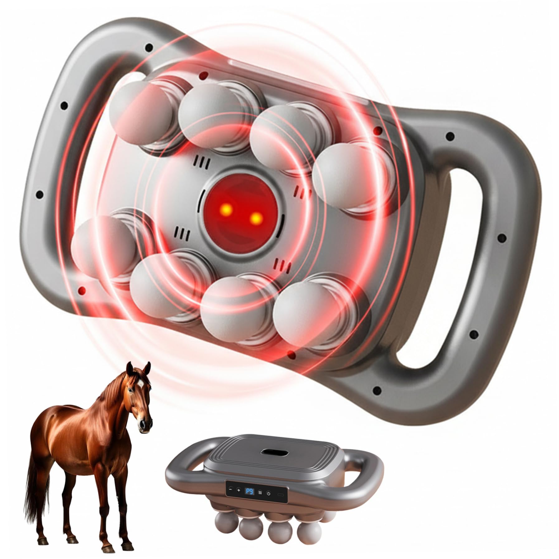 Cabezas del arma 8 del masaje caballo, 3 modos, protector facial de la luz roja, cara completa m