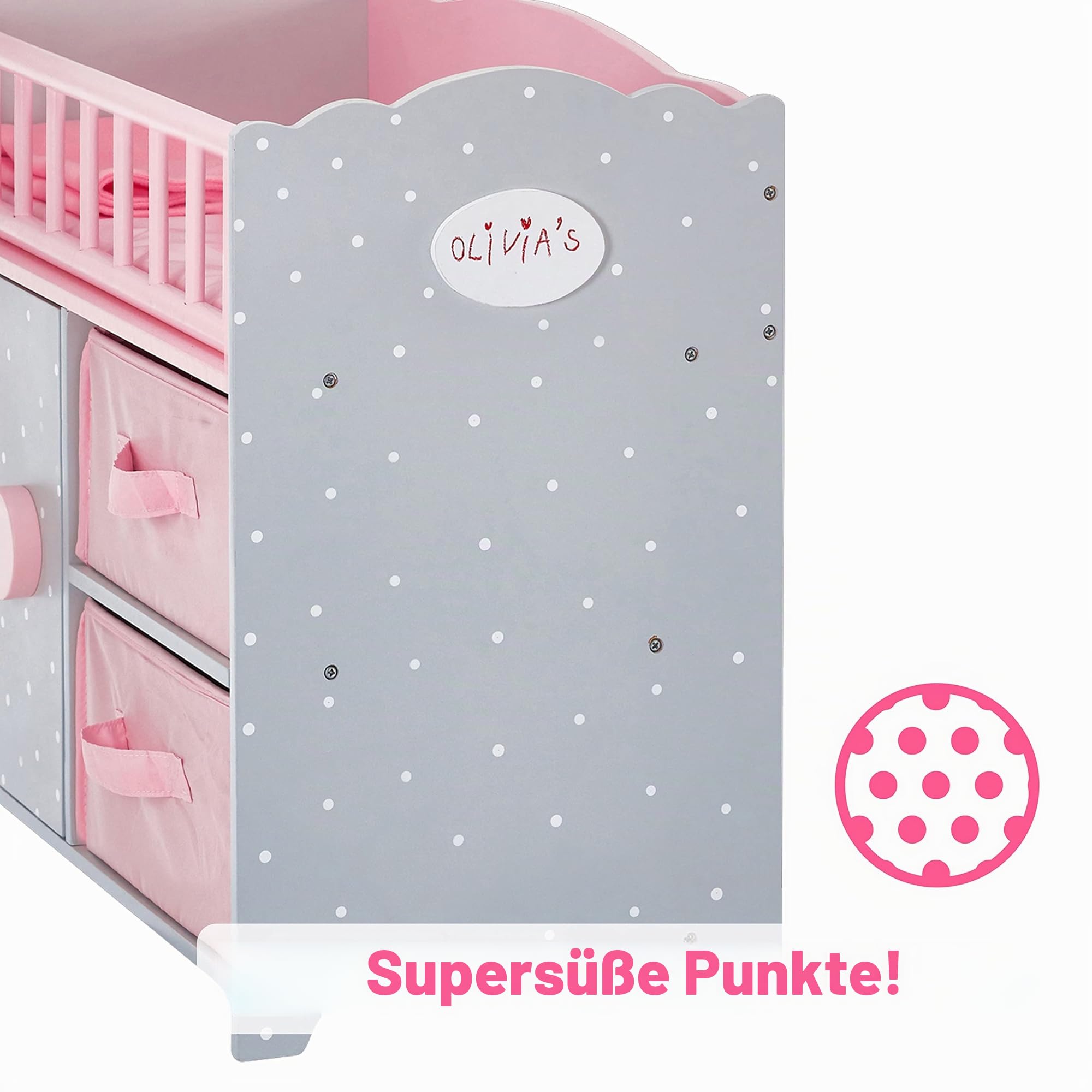 Olivias World 16 Zoll Babypuppen-Möbel Holz-Wickeltisch Storage TD-12390A