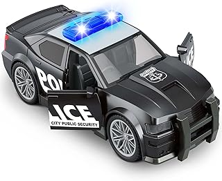 Police Car Toys for Boys 3-5 4-8 With 3 Different Flashing Lights & Sound, Side Doors Open Friction-Powered Wheels Pursuit Rescue Vehicle Light Up Toy Car Christmas Birthday Gift 3 4 5 Boy Toys Girl