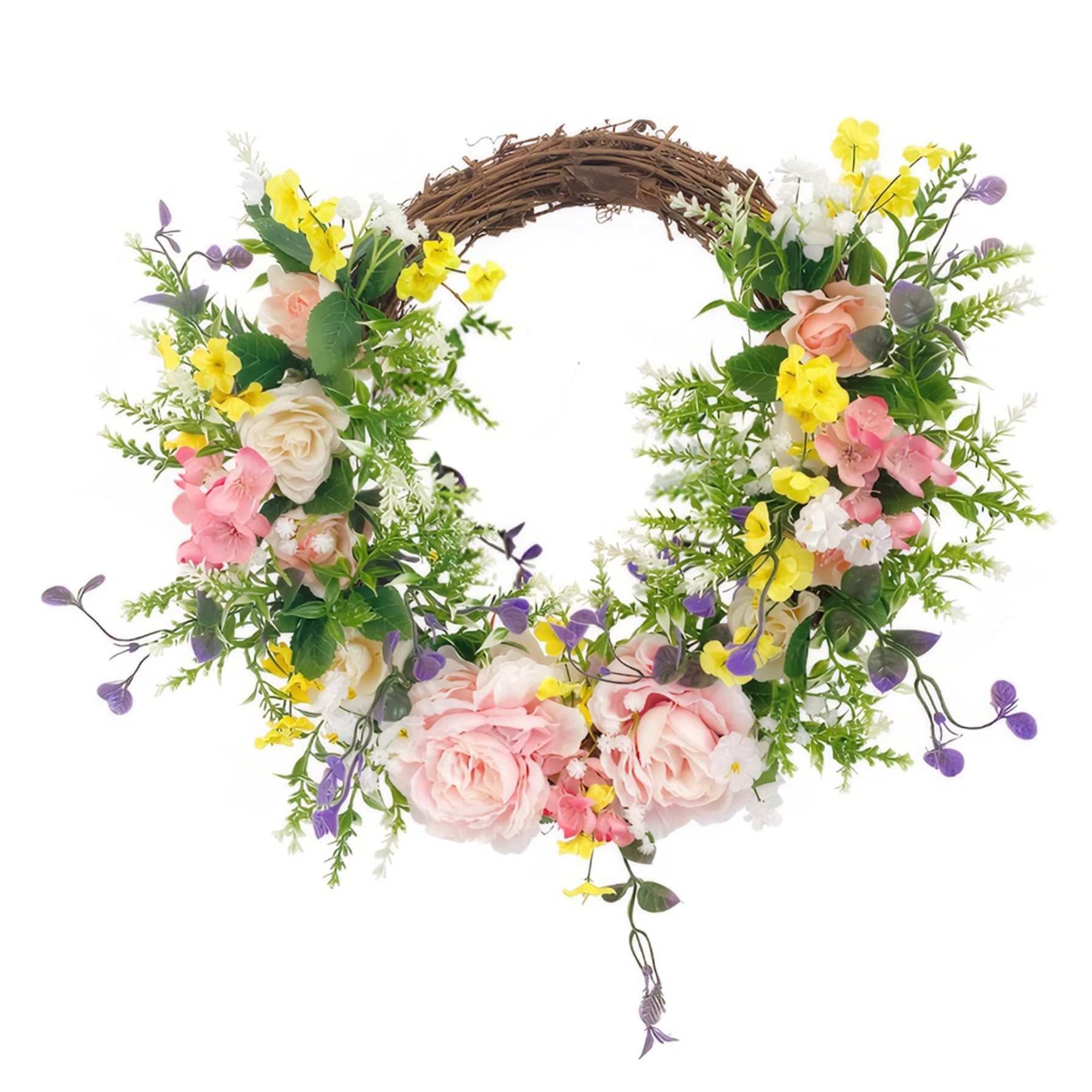 Vistnale Door Wreath|Door Wreath, 16 inch Artificial, Hanging Spring Wreaths for Front, Peony Floral for Farmhouse, Party, Wedding, Home