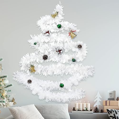 Miniatura 4 de Guirnalda de oropel de Navidad de 50 pies, guirnalda metálica blanca de oropel artificial para árbol de Navidad, chimenea, hogar, boda, fiesta,