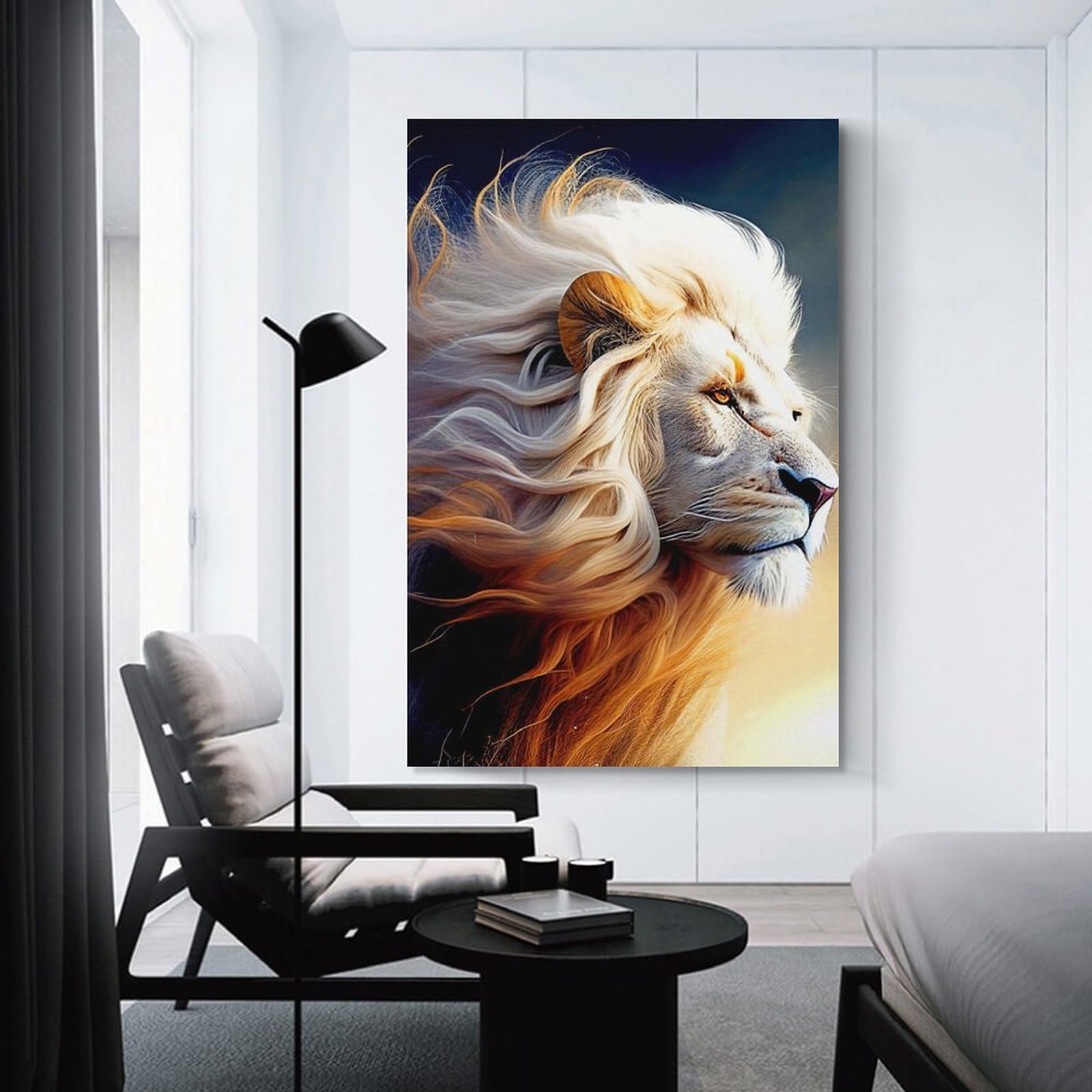 Junmoney Unframe-Golden Mane Majesty -1 Golden Mane Majesty -1 Wall Art Print, 08X12inch(20X30cm), For Corridors, Hallways Or Apartment Entries, Wall Decor To Refresh Empty Corners