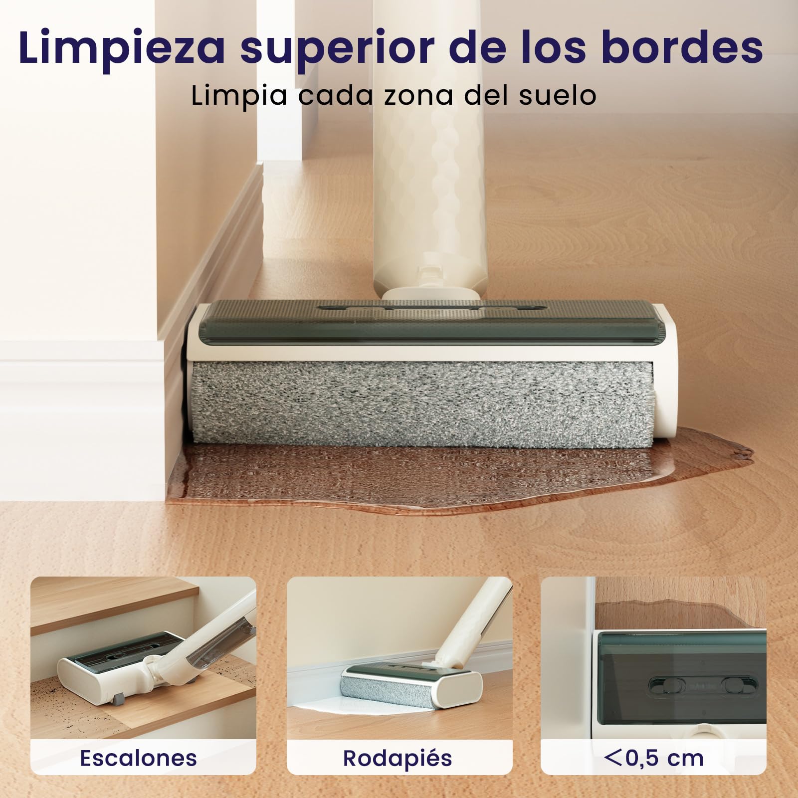 Lefant LS100, Aspiradora Verticale Sin Cable para Seco y Húmedo, 40 000Pa, 60min, Solo 2,65 kg, Limpia Esquinas y Bordes, Autolimpieza, Inclinación 180°, para Suelos Duros, Pelo de Mascotas