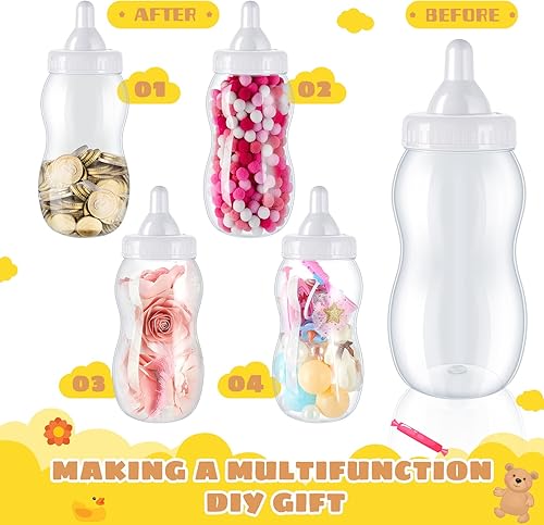 Miniatura 10 de 2 biberones grandes de 15 pulgadas para el juego de la ducha botella de leche de plástico para bebé alcancía botella grande banco de dinero para