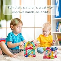 Vista 5 de csvictory Juego de bolas y varillas magnéticas, bloques magnéticos de juguete para STEM, bloques de construcción magnéticos con varillas y bolas