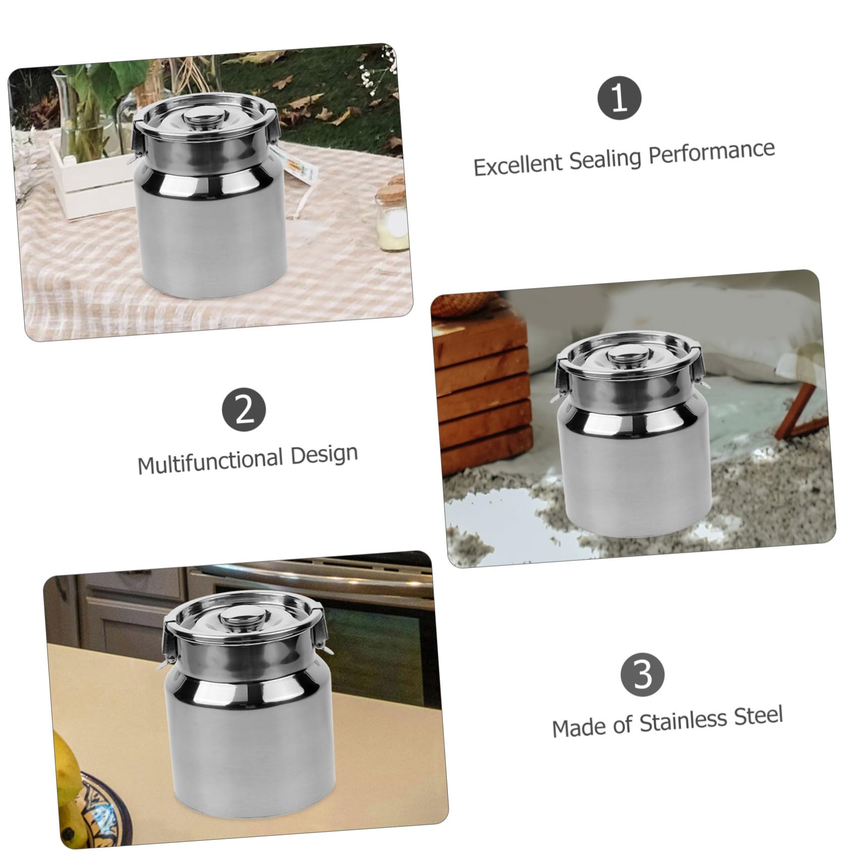 Jarra Redondeados Leche de Inoxidable Acero Tapa Sellada o 2.5l y Almacenamiento Seguro Bordes Lisos en Cocina Cafetería