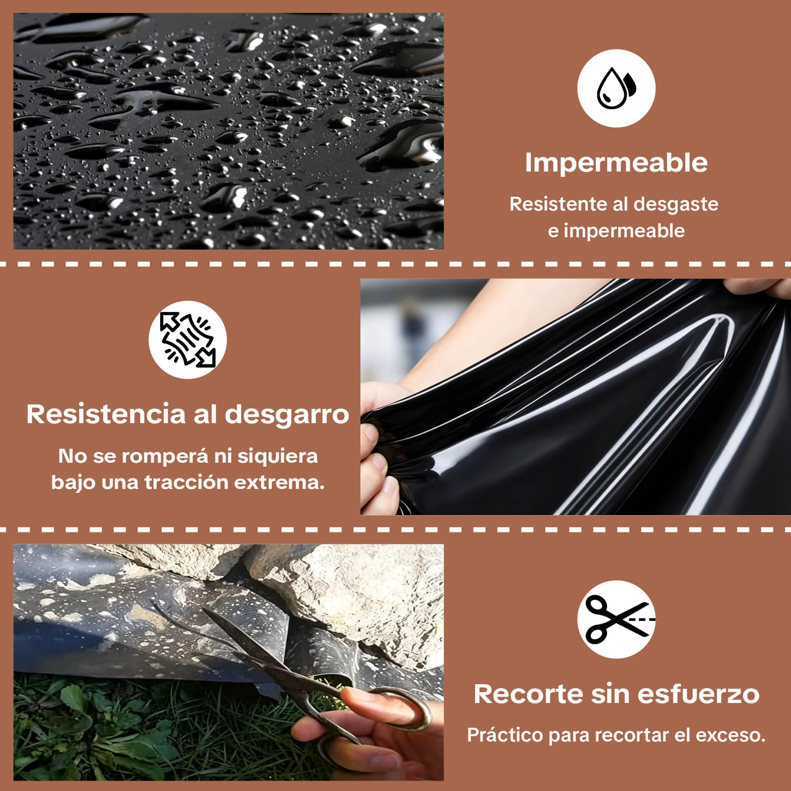 Revestimiento de Caucho Negro para Estanque,Negro-（8×9.5m）