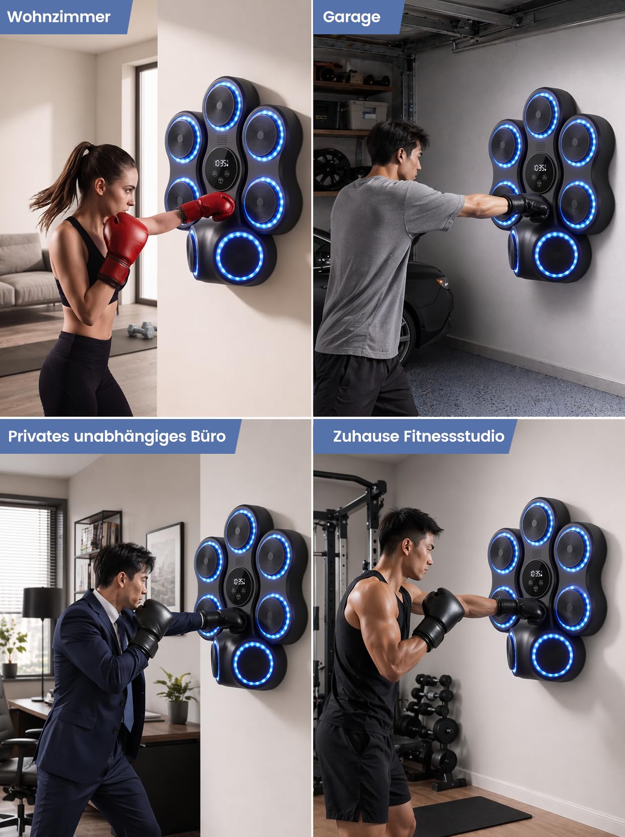 Hook Punch Music Boxing Machine mit Boxhandschuhe für Erwachsene | Wandmontage Musikboxing Maschine mit LED-Lichtern, Bluetooth, 9 Geschwindigkeitsmodi für Heimfitness