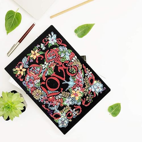 Miniatura 2 de Kits de cuadernos de pintura artística con diamantes 5D, cubierta de guirnalda en forma de corazón, de cuero, diario con forma especial, cuaderno de