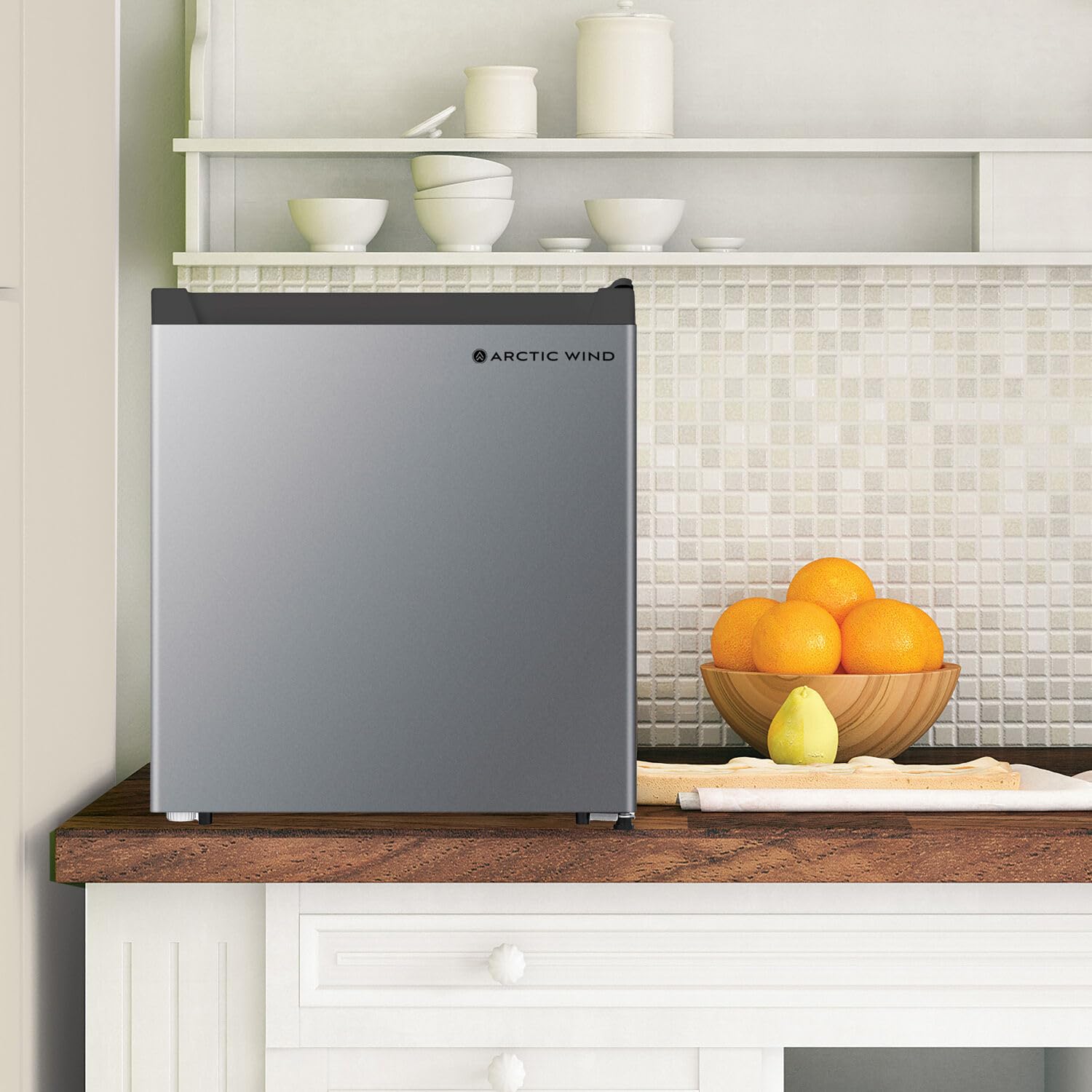 Arctic Wind Energy Star 1.6-Cu. Ft. Compact Refrigerator With Freezer Compartment, Drink And Snack Mini Fridge For Bedroom, Dorm Room, Office In Silver on Fridge.com - View 2