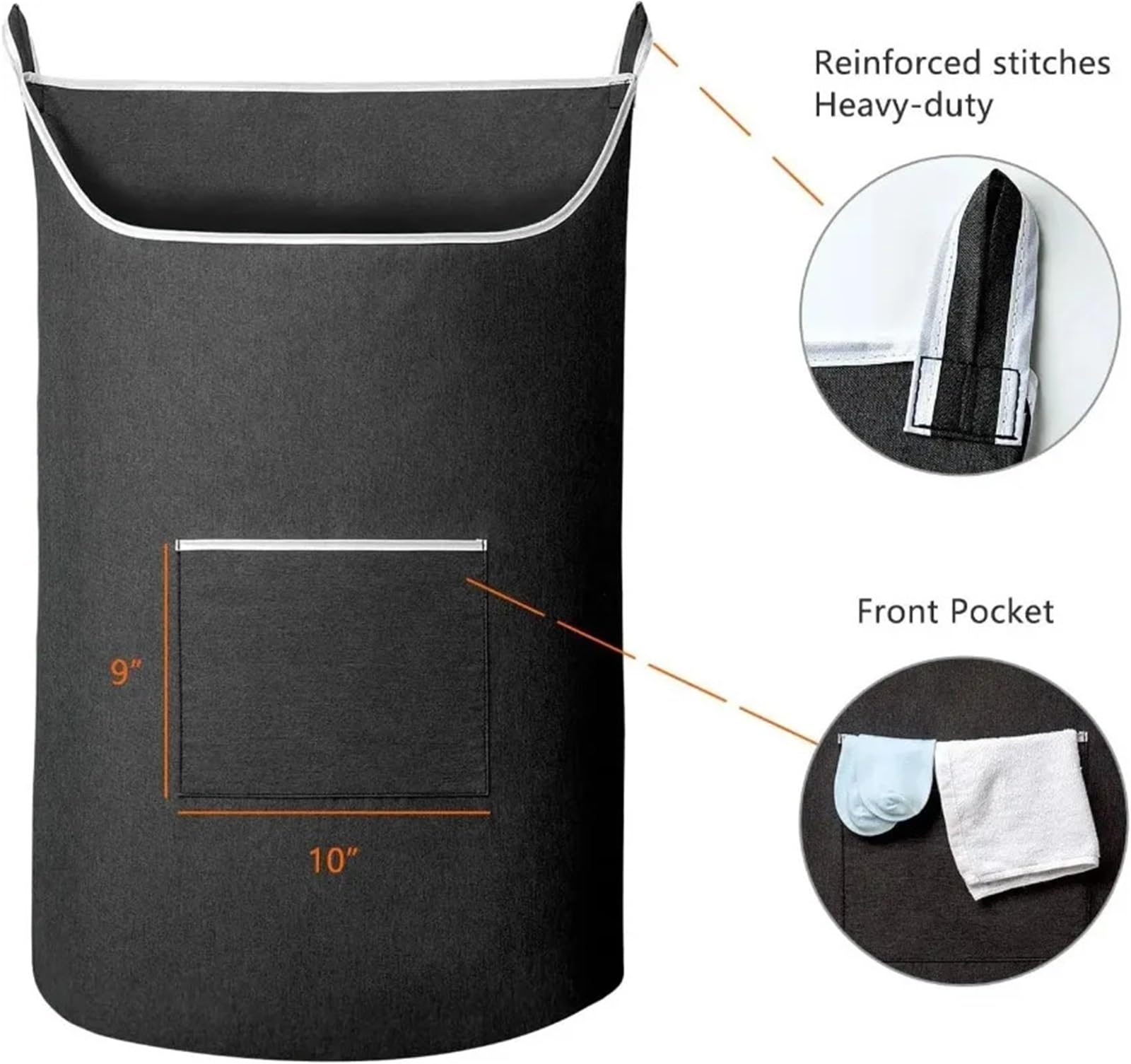 Sacco Per Bucato Sospeso Borsa for cesto della biancheria da appendere | Porta Nera Con Ampio Cestello Di Apertura(Grey)