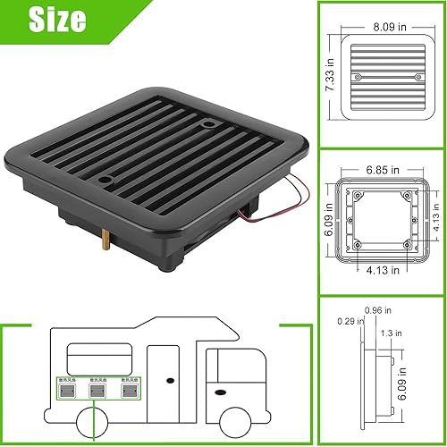 Miniatura 4 de AUTOXBERT Ventilador de ventilación lateral para caravana, 2.4 W, 12 V, ventilador de escape silencioso de ventilación de aire para caravana,