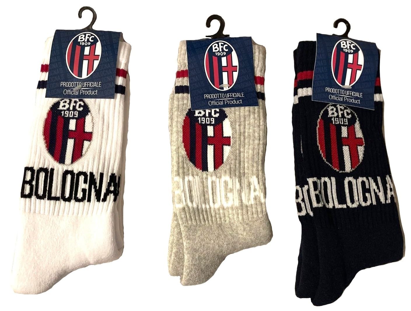 Set Bologna Ufficiale – 3 Paia di Calze Corte in Spugna Uomo/Ragazzo, Taglia 39-42, Tifoso Calcio - SETBOCAL39-42