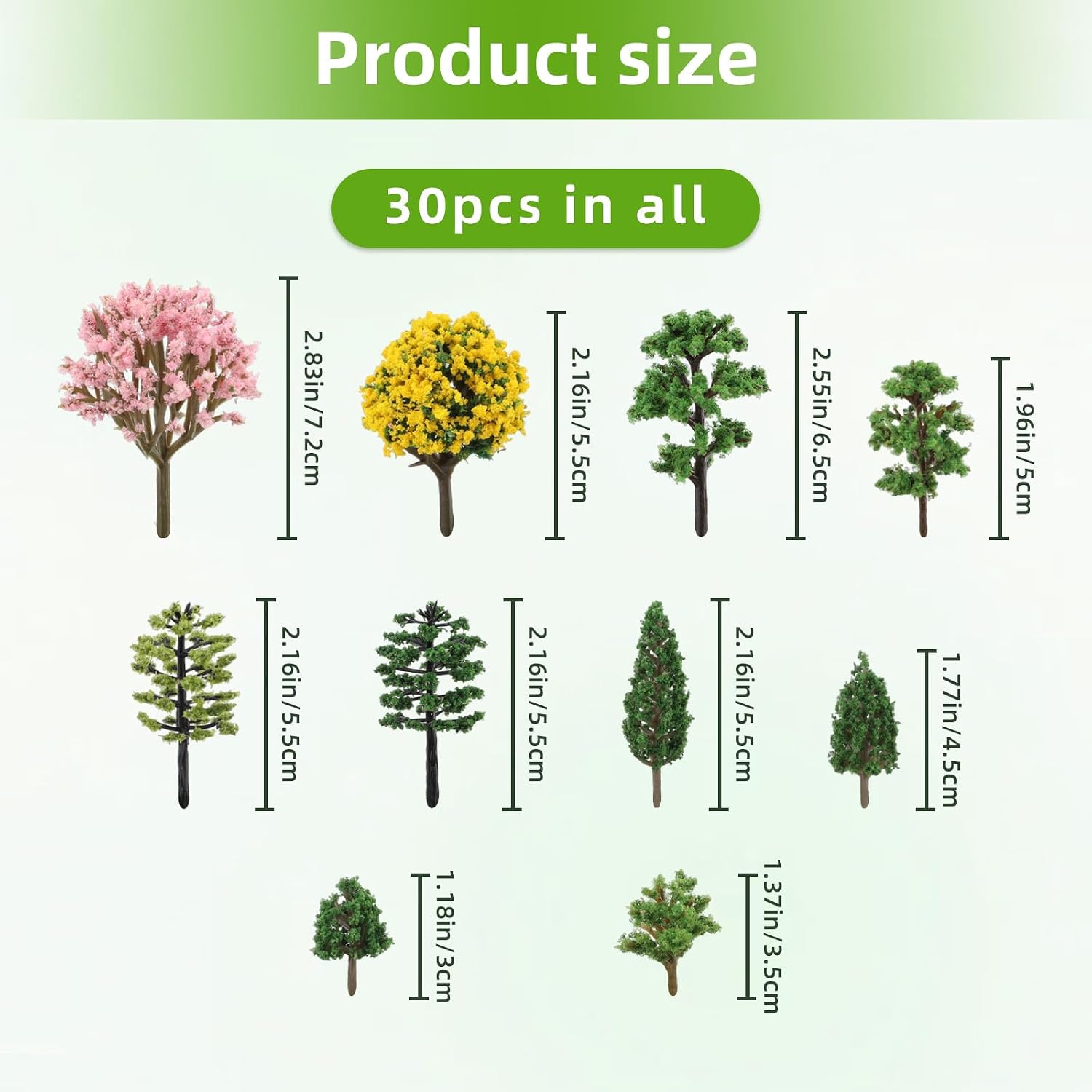 30pcs Model Trees 1.18-2.83" Mixed Diorama Model Tree Colourful Flower Trees Grass Architecture Mini Trees for Crafts Building Model Railway Scenery Landscape Supplies (Style 08) image 2