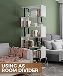 Gadroad 6 Bibliothèque géométrique de niveau, étagères de livre d'affichage, bibliothèque d'angle moderne Étagère en bois pour chambre, salon, bureau à la maison, blanc