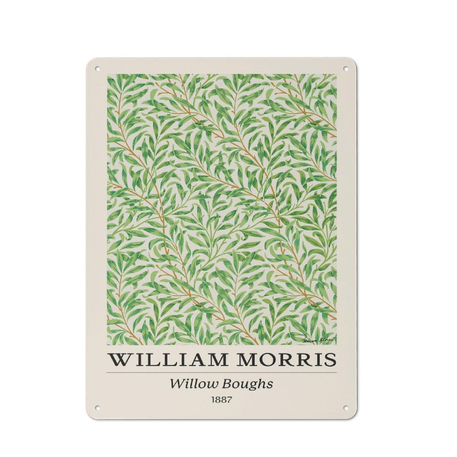Junmoney Style-7 Old Fashioned William Morris Green Foliage Decorative Tin Sign 40X30cm, Nostalgic Wall Art For Bedroom, Office, Home Bar Or Dining Room