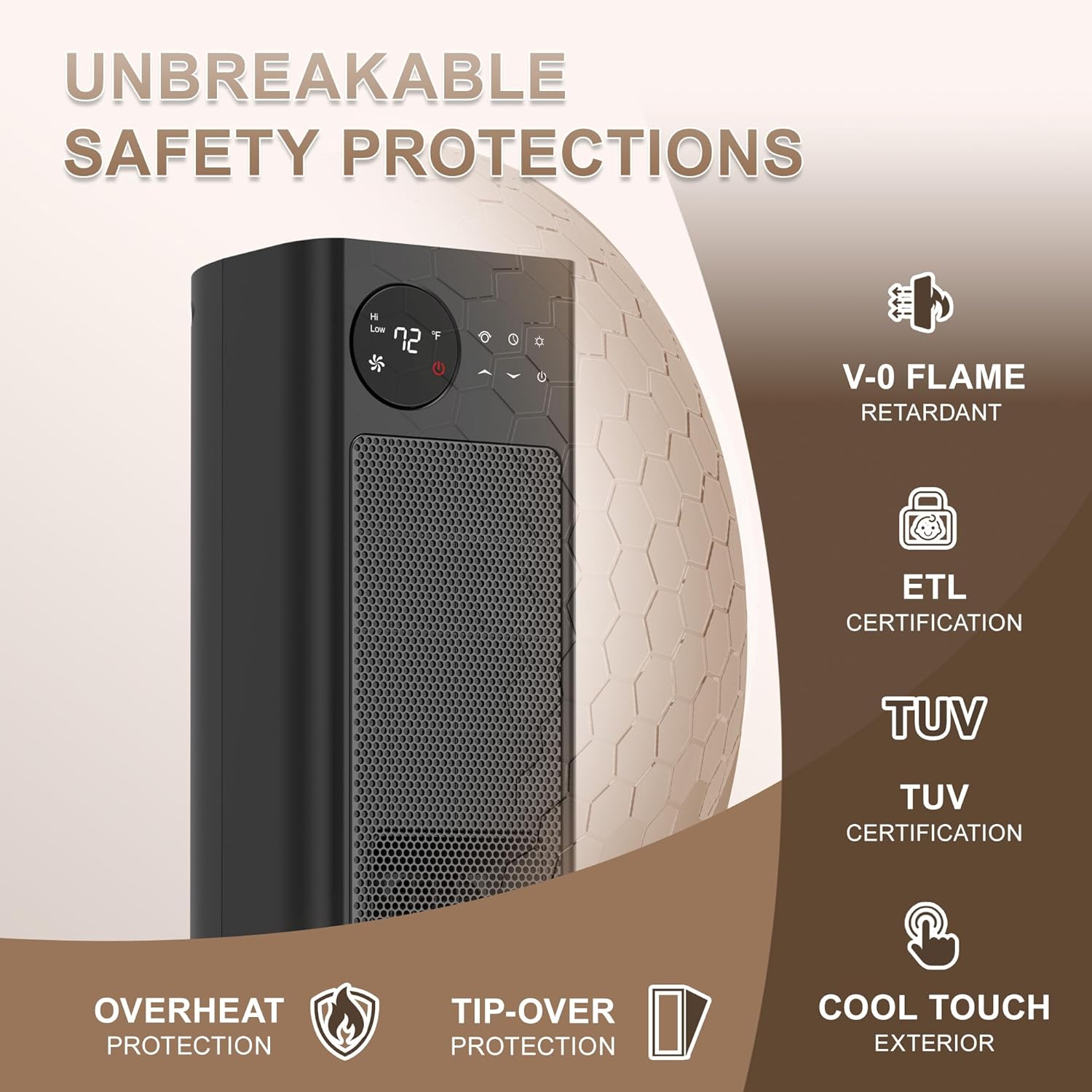 30 inch Tower Space Heater with PTC 3 Heating Oscillation Overheat Protection Child Safety Lock 12H Timer Remote Control Electric Heater for Indoor Use