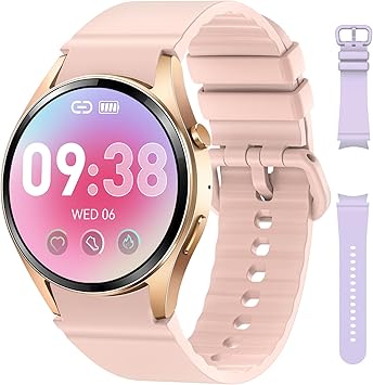 Smart Watches for Women Fitness Watch, IP68 Waterproof Fitness Tracker Smart Watch with Heart Rate/Sleep/SpO2 Monitor/Bluetooth Call/120+ Sport Modes, 1.26" HD Smartwatch for Android & iPhones,2 Bands