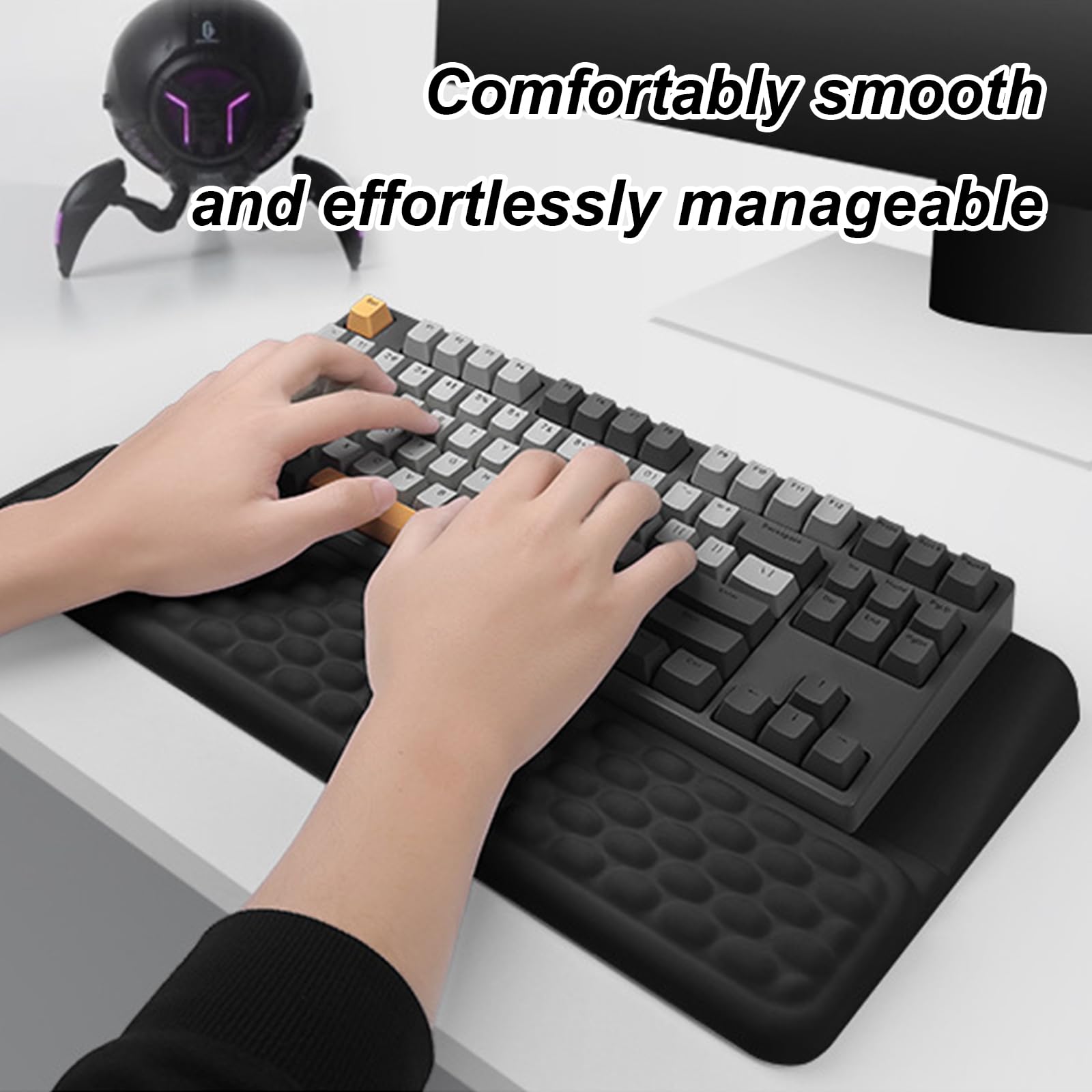 Soporte Teclado Ergonómico con Reposa Muñecas Integrado, 2 Ángulos Ajustables Antideslizante, Alivia Dolores Muñecas para Oficina Gaming Estudio