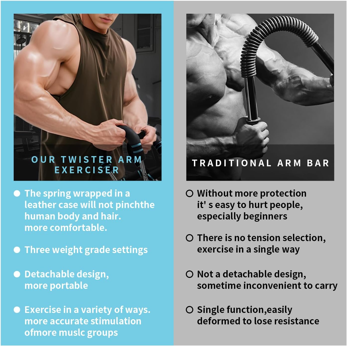 Twister Arm Trainer for Men 5 Level Resistance (45-110 lbs) Chest Workout Equipment for Women Exerciser Bar Biceps Triceps Forearm Abdominal Thigh Back Muscle Exerciser