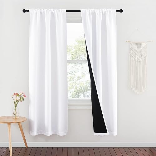 Miniatura 2 de NICETOWN Paneles de cortina 100 % opacos, cortinas de bloqueo de luz fría y completa con forro negro, cortinas con aislamiento térmico de caída de