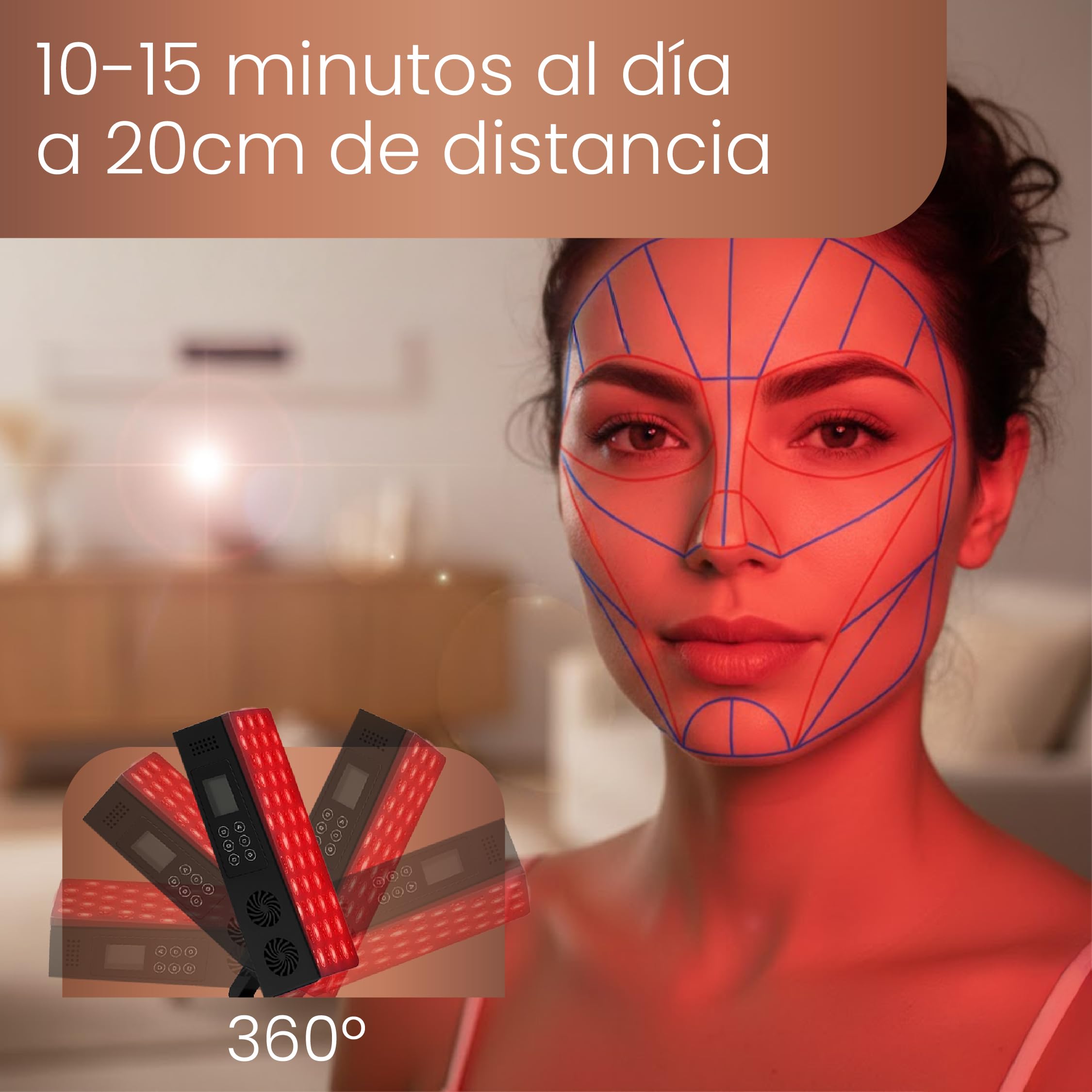 Panel de Luz Roja 660 nm e Infrarroja 850 nm- Terapia Luz Roja para Dolor Articular, Muscular y Piel - Lampara Infrarrojos para Tratamiento Facial y Corporal en Casa