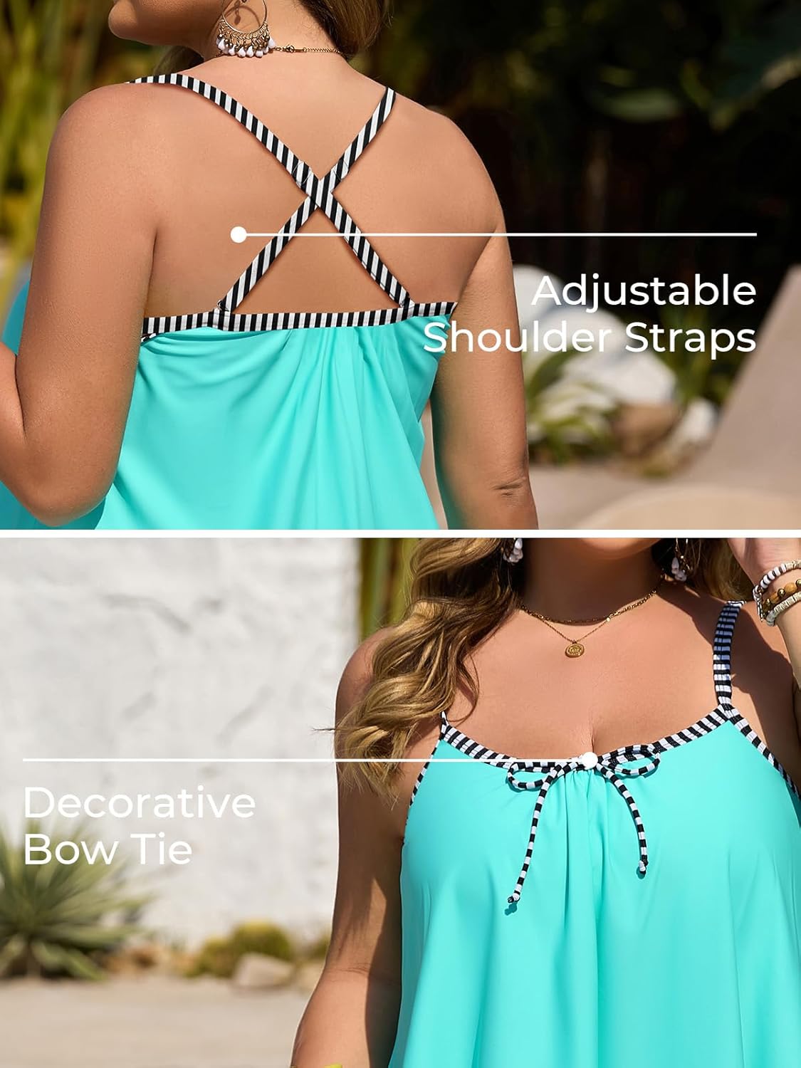 Summer Mae Plus Size Swimsuits for Women Two Piece Tankini Sets Tummy Control Bathing Suit Swimwear with Shorts - Image 5