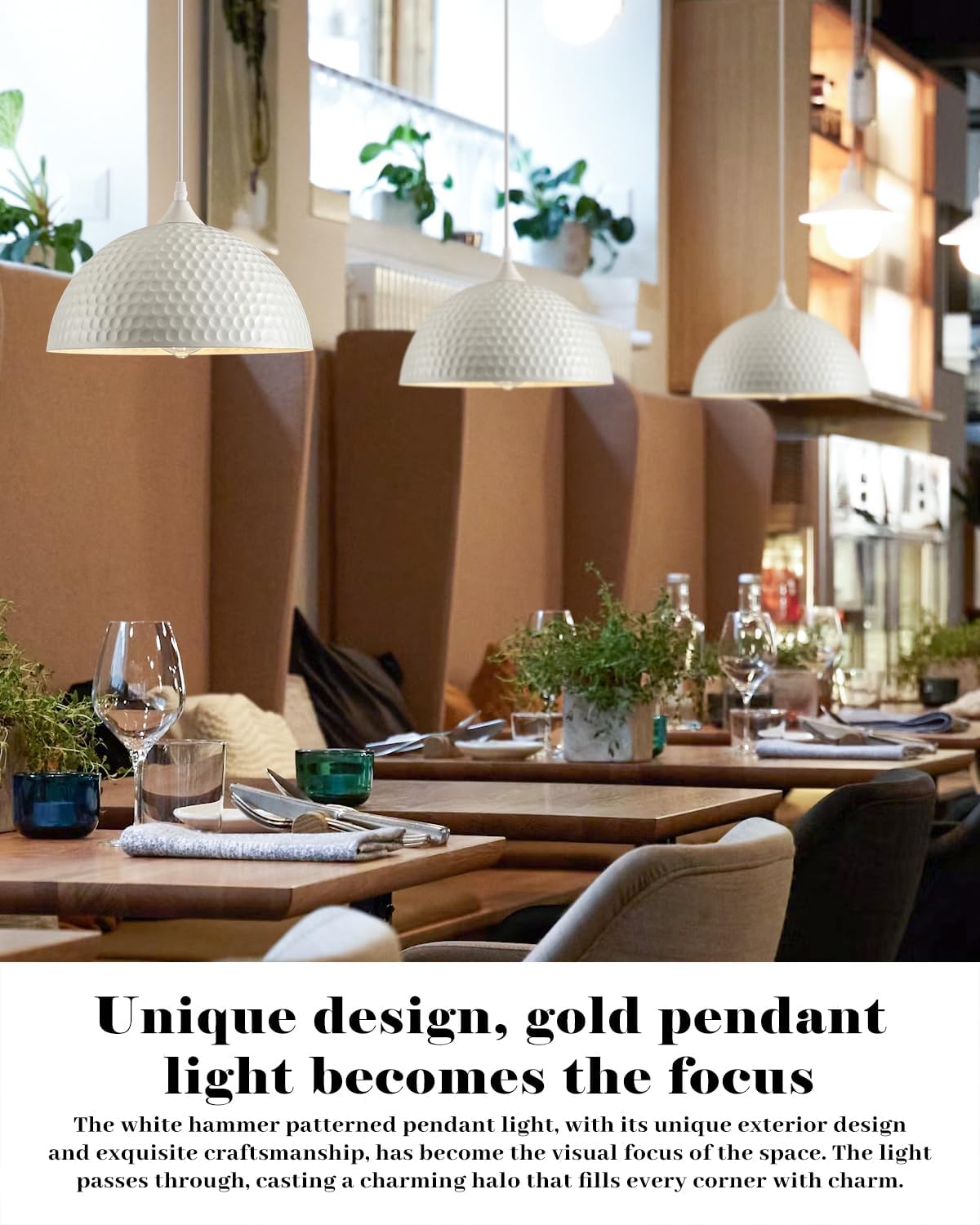 White Pendant Lights Kitchen Island 3 Pack, 12 Inch Hammered Dome Pendant Light, Farmhouse Kitchen Pendant Lights, Industrial Hammered Pendant Light for Kitchen, Dining Room, Barn