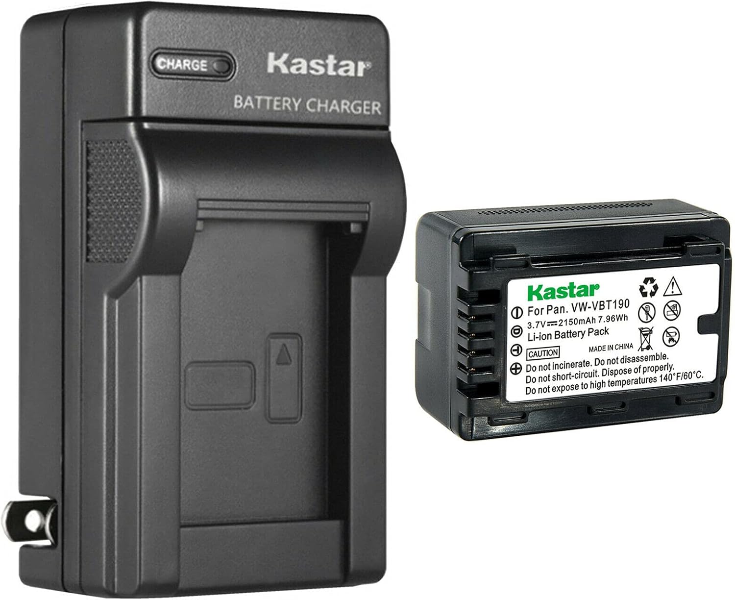Kastar 1-Pack Battery and AC Wall Charger Replacement for Panasonic HC-VX980GK, HC-VX980M, HC-VX981, HC-VX981K, HC-W570M, HC-W570GK, HC-W570MGK, HC-W580, HC-W580K, HC-W580GK, HC-W580MGK Camera