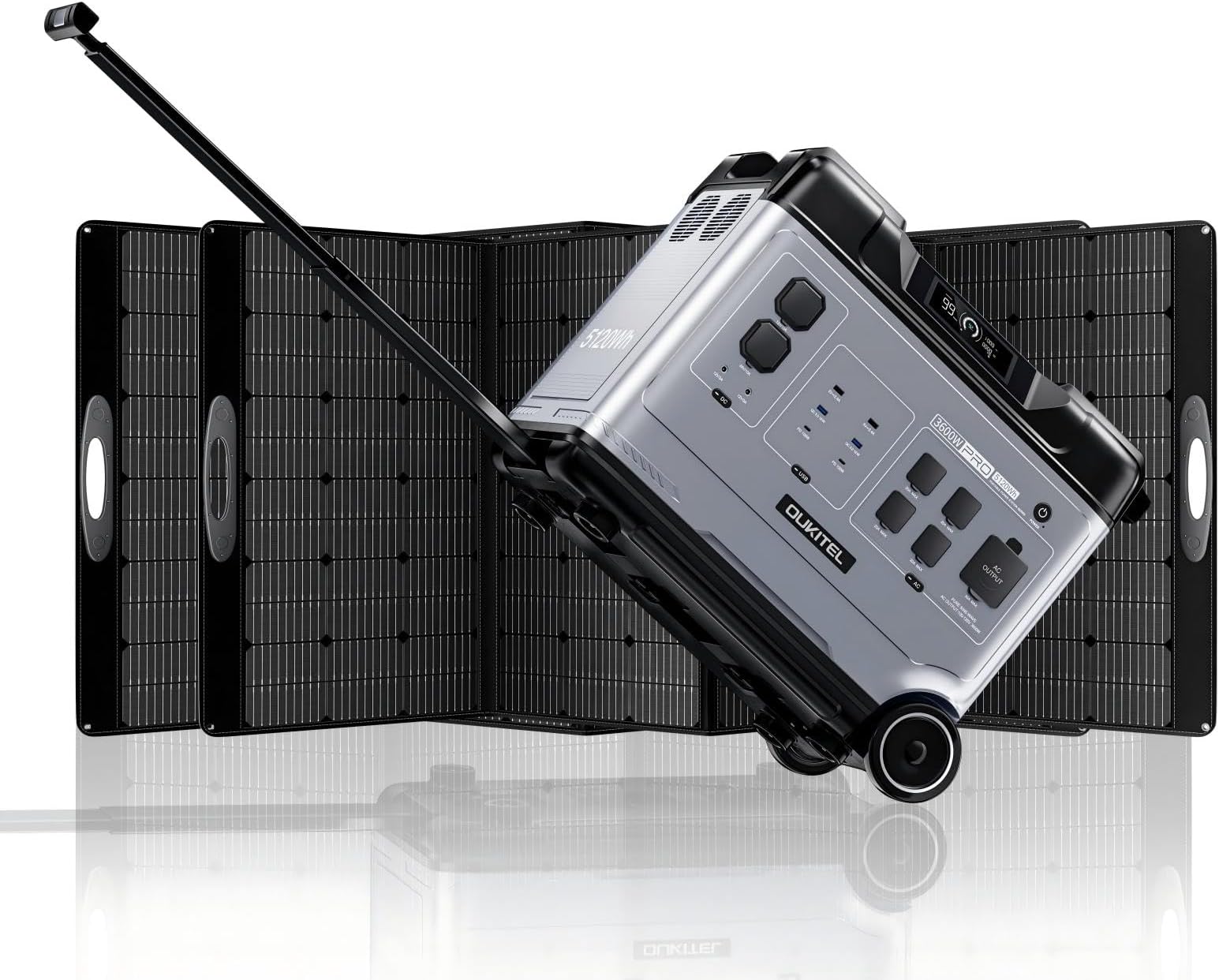 OUKITEL P5000 Solar Generator with 2x400W Solar Panel, 5120Wh LiFePO4 Power Station, 5x2200W AC Outlets (4000W Surge), UPS Battery Backup, 1000W MPPT Solar Input, for Emergency, Power Outage, Home