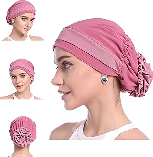 NHCDFA Chemo Caps for Women, Hijab Caps for Women Cotton Stretchy Turban Cap for Flower Headwear Head Wrap Ladies Skull Ca...