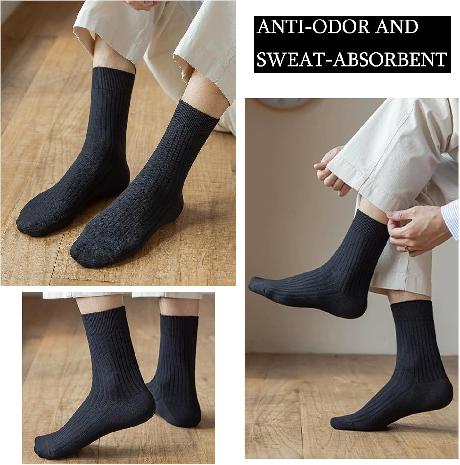 Men's Cotton Crew Socks Soft moisture-wicking cotton socks (4 Pairs / 6 Pairs) Size 6-12