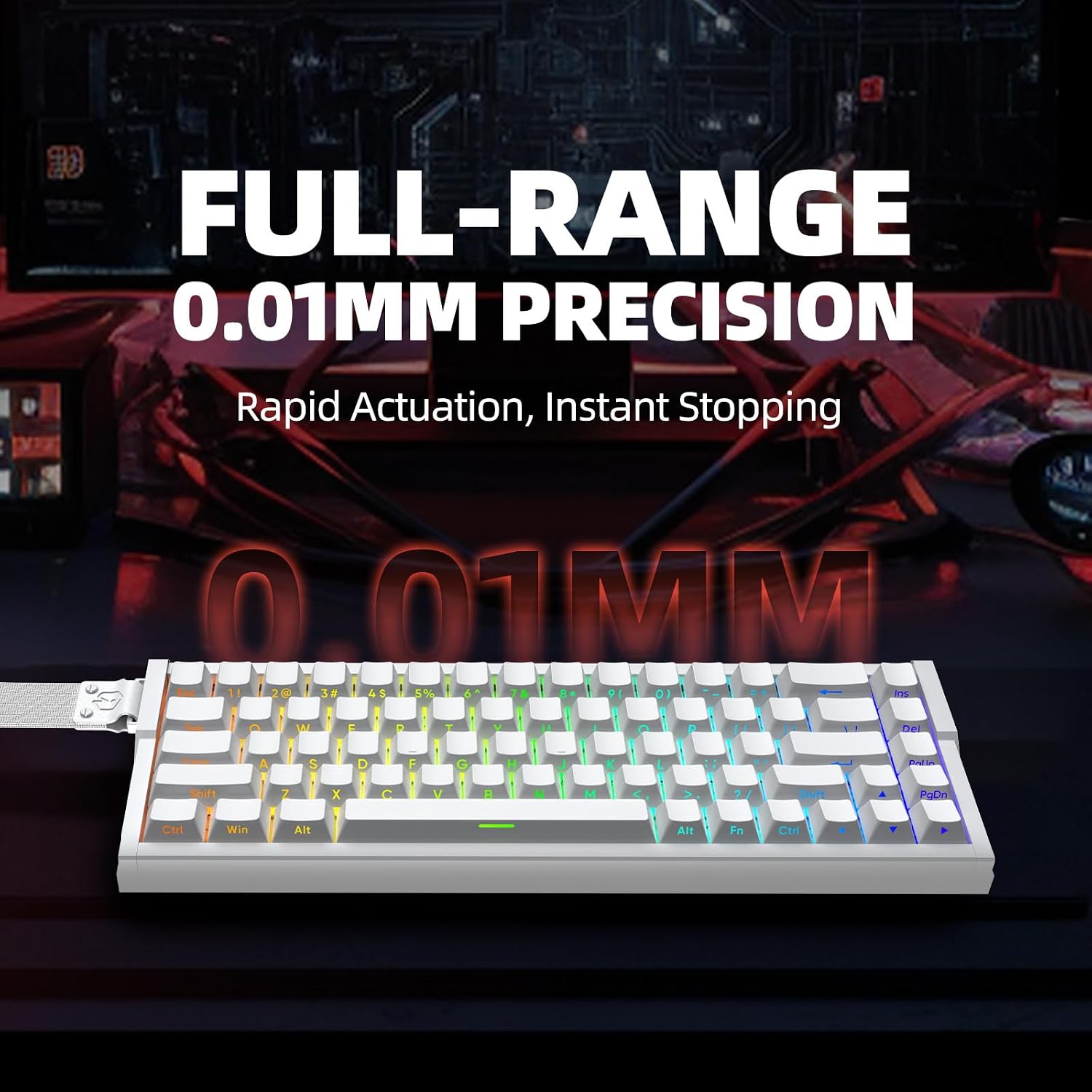 IROK MG68 Max keyboard with text 'FULL-RANGE 0.01MM PRECISION'
