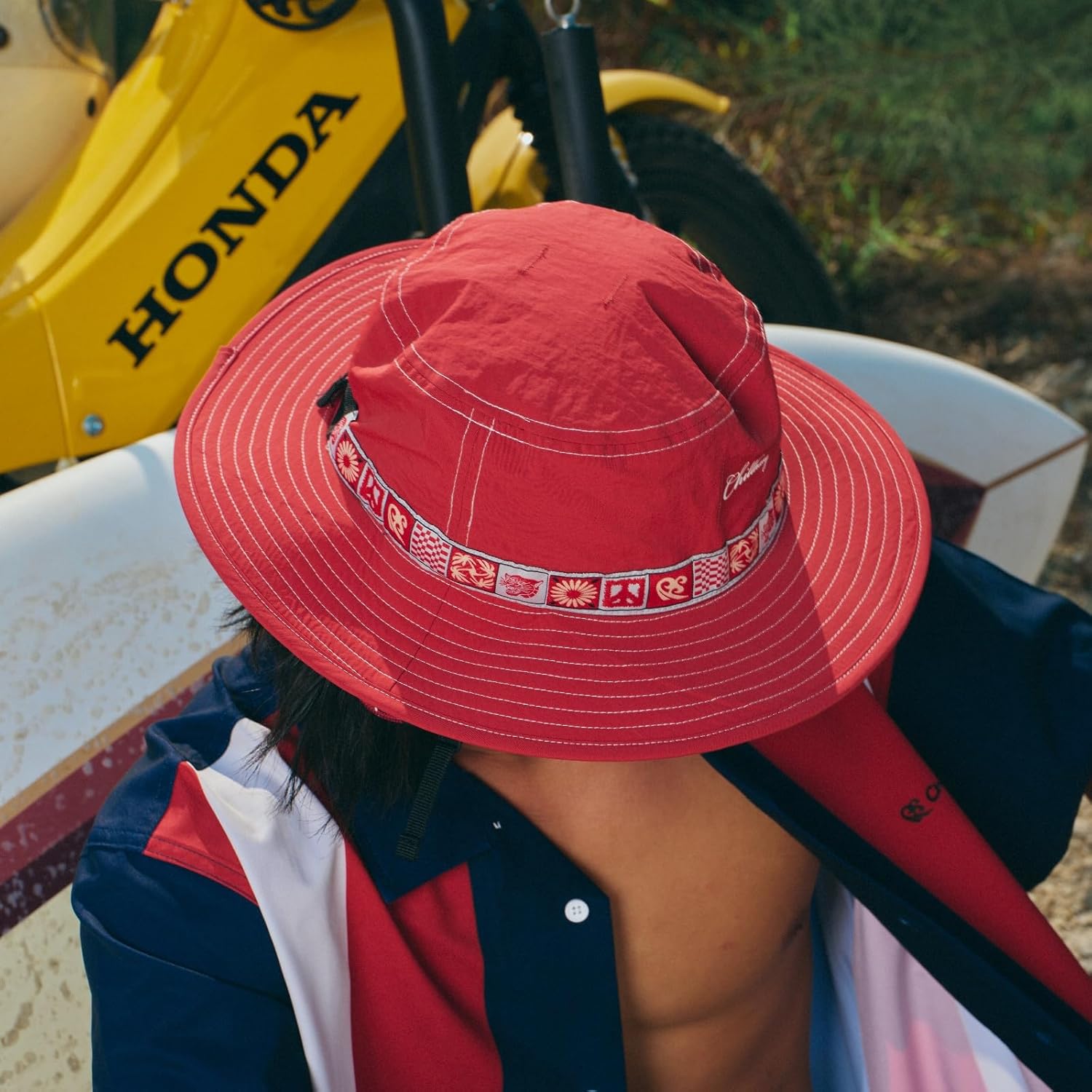 Color-Blocked Fisherman Style Sun Hat for Outdoor Camping, Surfing & Vacations - Wide Brim, UV Protective, Anti-Slip (US, Alpha, One Size, X-Small, Red) - Image 5