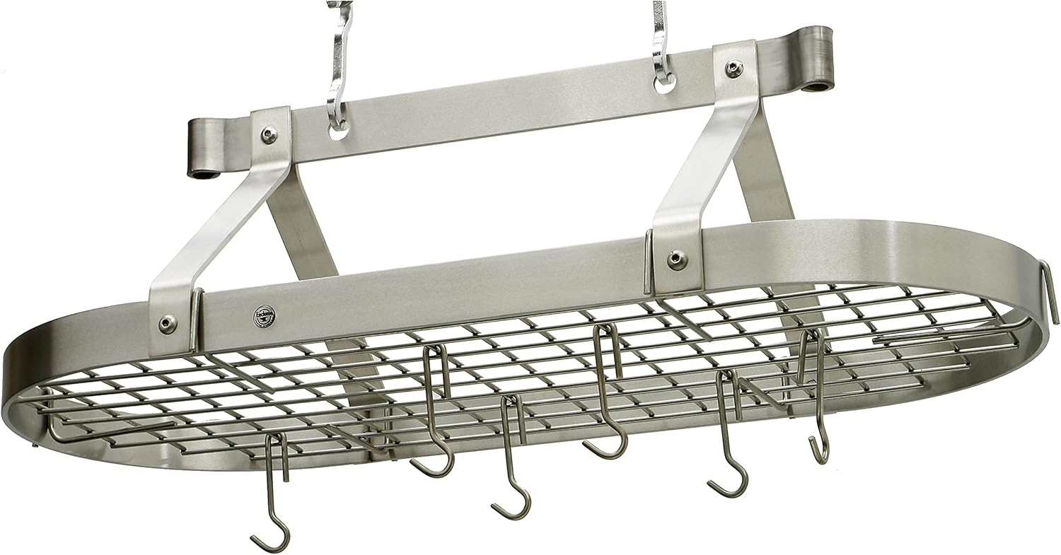 Enclume Premier 3-Foot Oval Ceiling Pot Rack, Stainless Steel