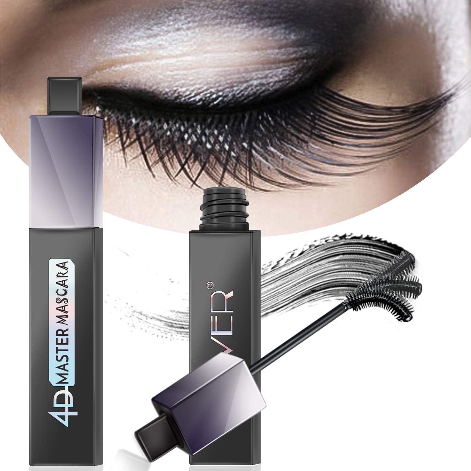 4D Silk Fiber Lash Mascara Mascara, Waterproof, Long Lasting with 180 Degree Flexible Brush, Thick and Length Mascara