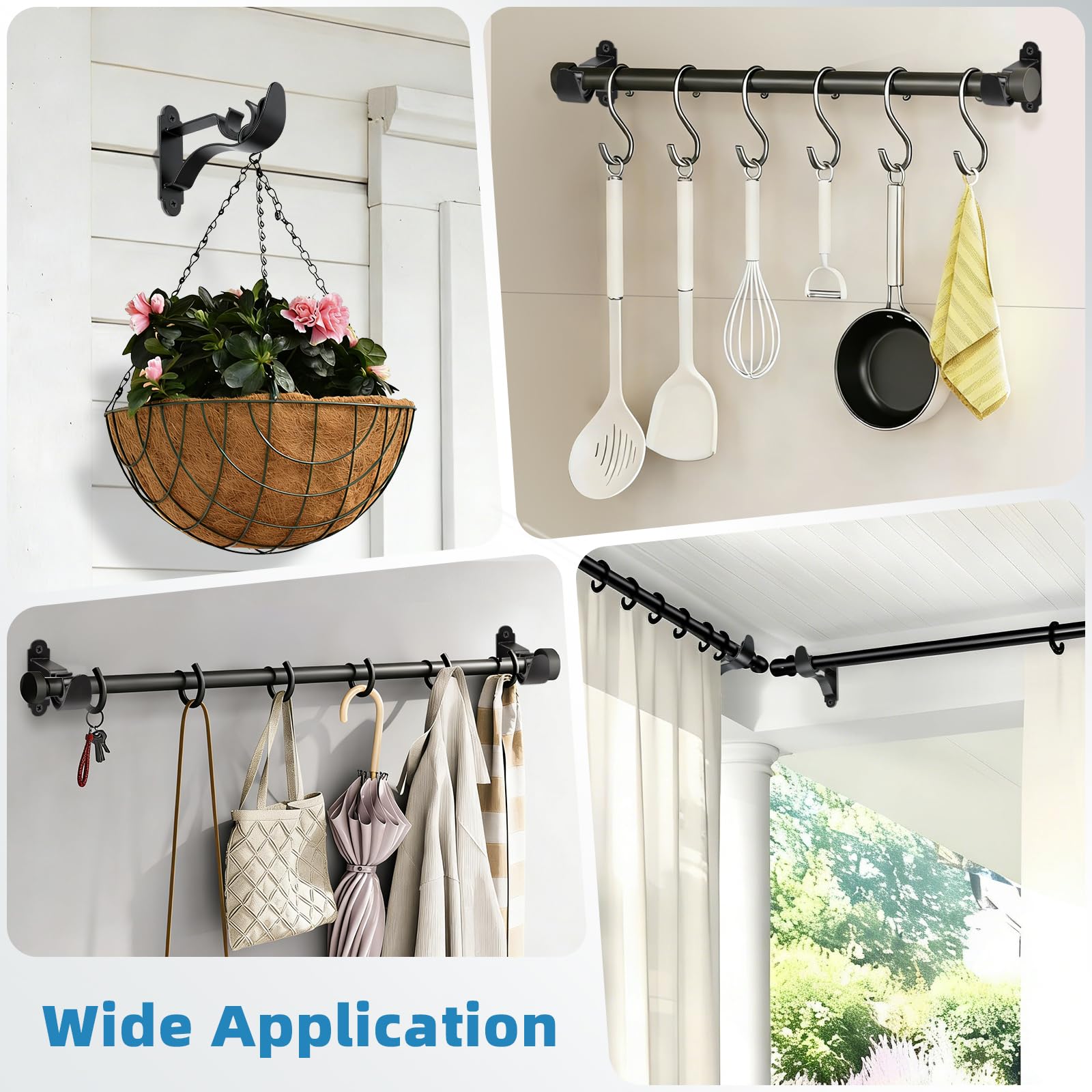 Heavy Duty Curtain Rod Brackets - 4 Pack -7