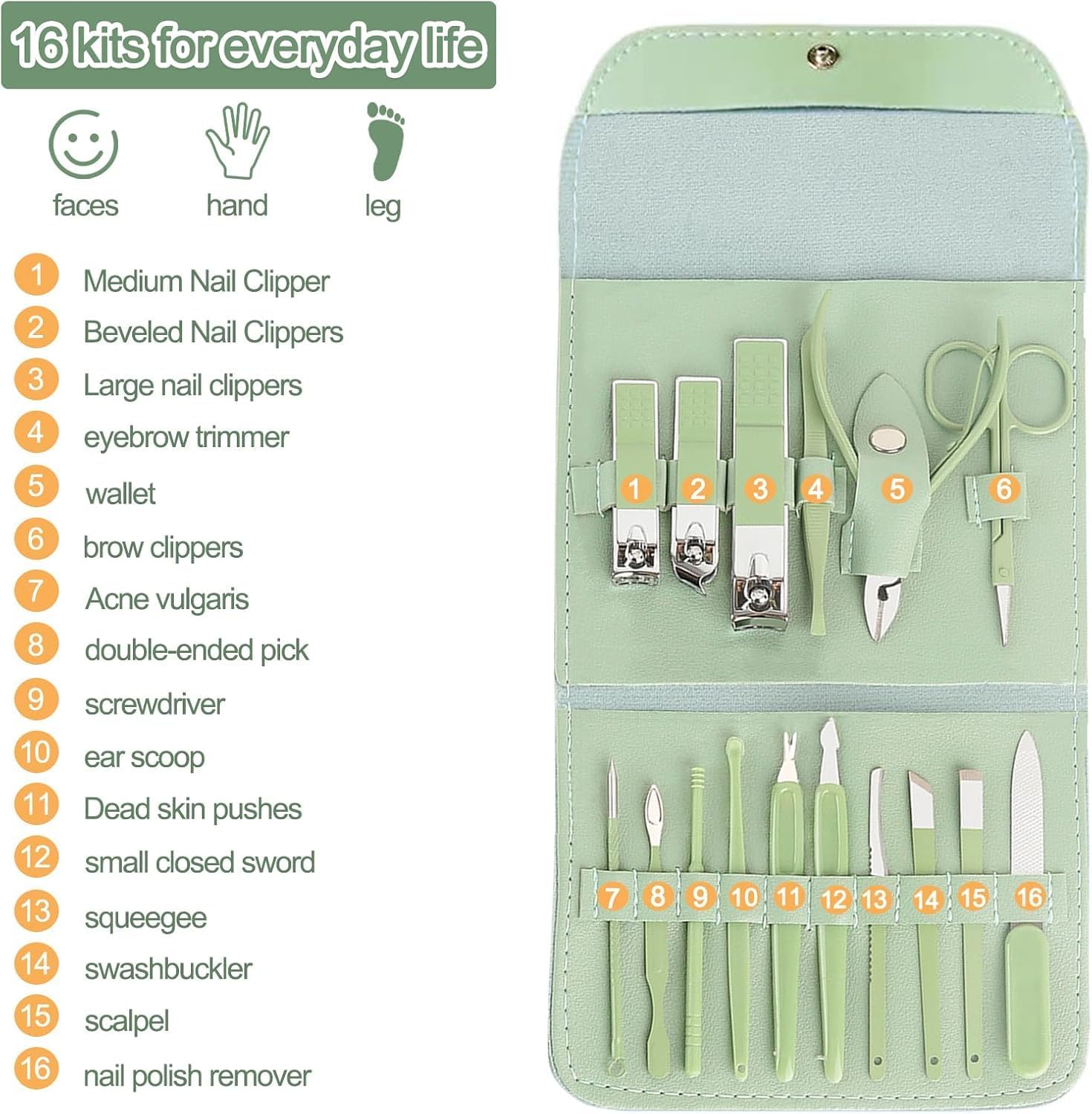 A TO Z SHOPPING HUB1 Manicure Set,16PCS Professional Grooming Care Tools Men Women Nail Clipper Set Stainless Steel Toe Finger Nail Clippers with Portable Travel Case Pedicure Care Tool for Travel or Home 1