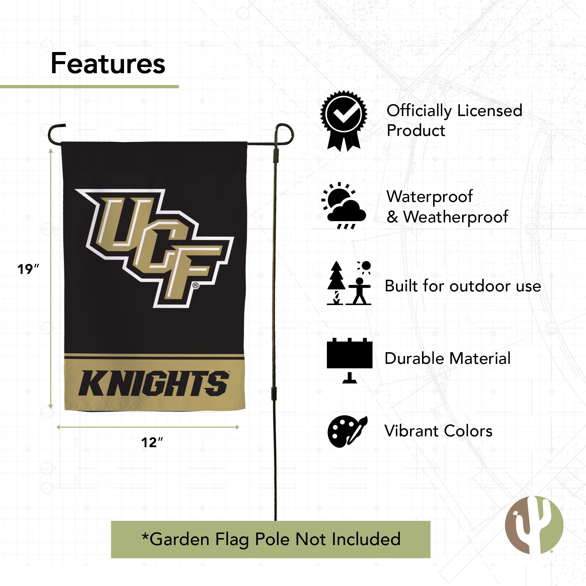 Central Florida Knights Garden Flag - Double Sided Welcome Yard Banner, 12.5x18 Inches, Officially Licensed